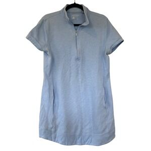 Legendary Outfitters Womens Light Blue Quarter Zip Short Sleeve Rib Knit Dress M